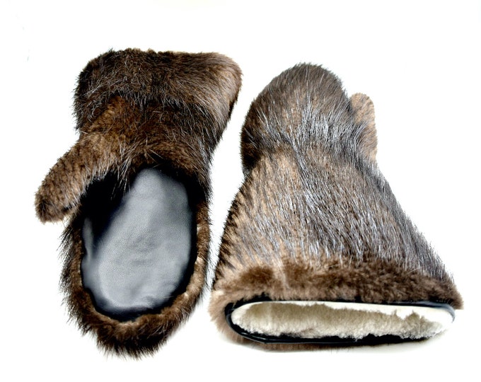 Men’s Long Beaver Fur Mittens – Built for Extreme Cold