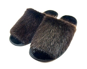 Beaver fur slippers