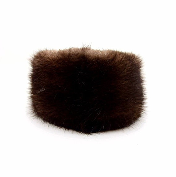 Bandeau En Fourrure De Castor Marron - Taille Unique - Fait Main En Lituanie - Marque RF