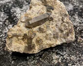 Smoky Quartz Cluster in Granite