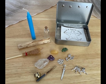 Travel Altar for Elemental Practice - Air & Fae - Witch Wicca Pagan Tin Mini Magic Fairy