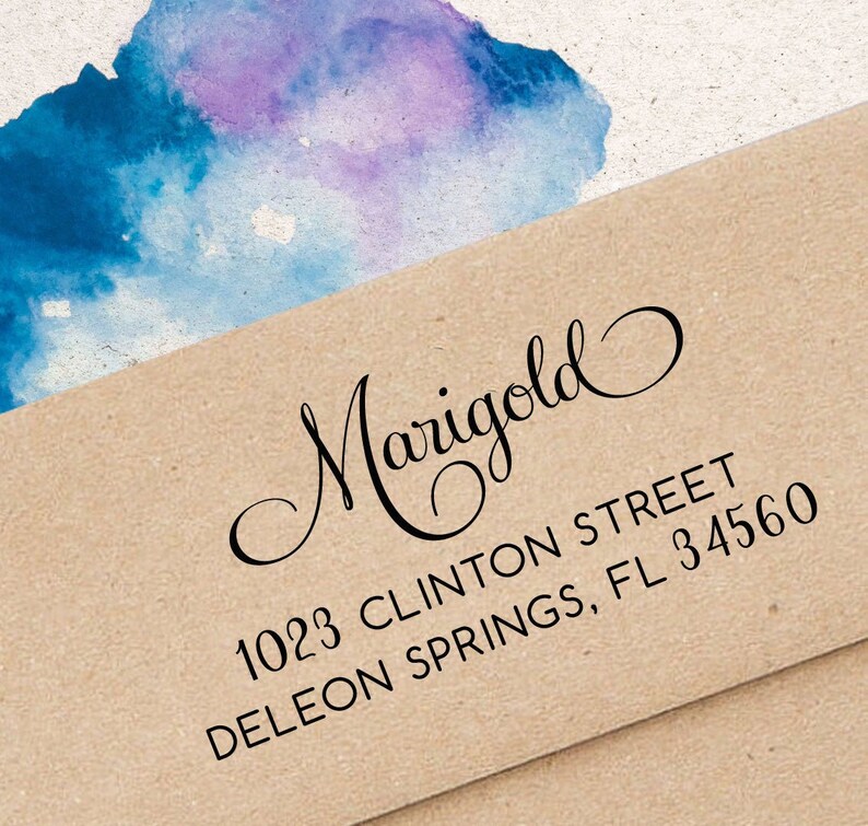 Return Address Stamp in Self-Inking or Wood Mounted Rubber for Weddings and Correspondence Custom Stamp No 212