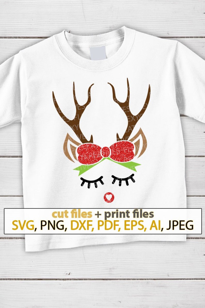 Download Reindeer face with bow SVG Shirt Christmas svg girls cute ...