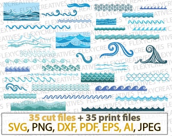 Waves SVG, Sea waves, Ocean waves bundle, marine, ripple, party, cricut cut file clipart clip art Silhouette FlexyCreatives #vc-131