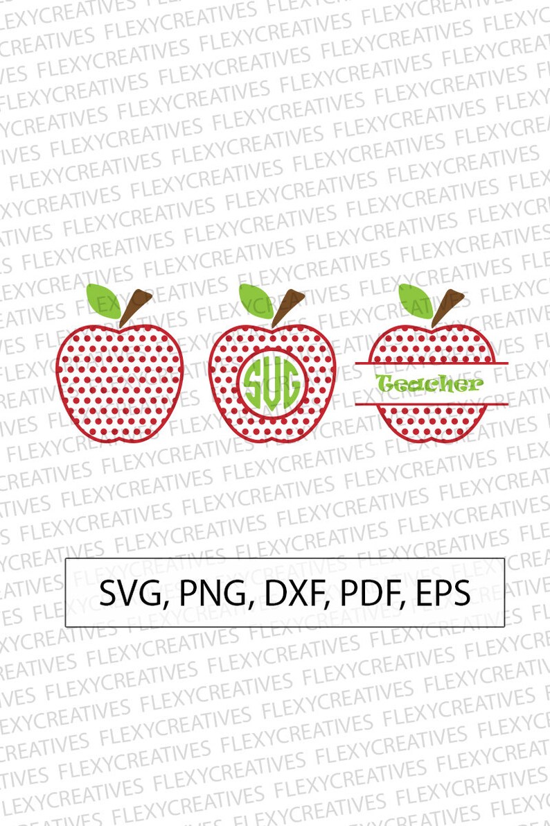 Download Cricut Clip Art Cut File Dxf Clipart Silhouette Png Apple Bundle Svg Eps Vc 87 Pdf Teacher Monogram Polka Dot Apple Svg Monogram