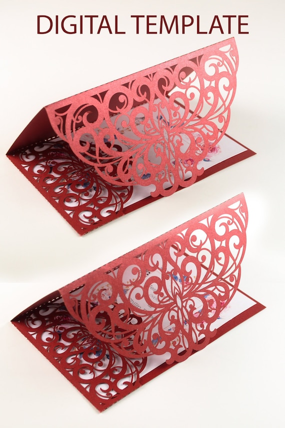 Download Wedding Invitation Pocket Envelope SVG Tri Fold Template ...
