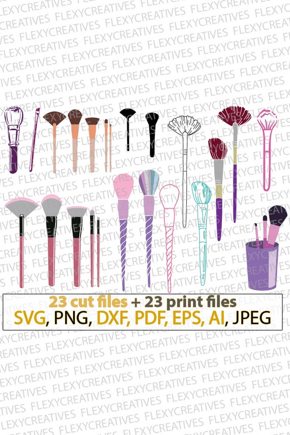 Makeup Brushes Svg Makeup Bundle Make Up Monogram Etsy