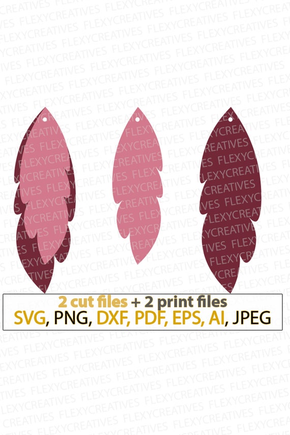 Curly Feather Earring Svg Pendant Svg Vector Leather Earring Etsy