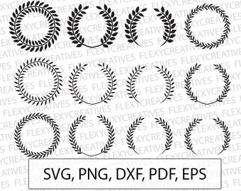 Laurel SVG, Laurel wreath svg, Wedding invitation Vector, Leaf Circle Monogram Frame, Clipart, Cut File, Cricut, png, DXF, pdf, EPS #vc-93