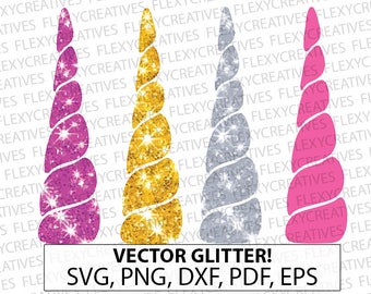 Glitter Unicorn Horn SVG, Clipart, Cut File, Silver Unicorn, Vector Glitter Gold Unicorn horn Cricut svg, Unicorn png, DXF, pdf, EPS #vc-46