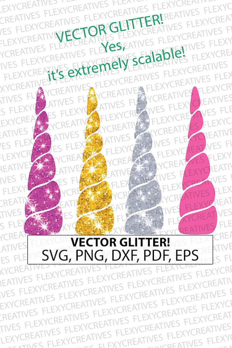 glitter unicorn horn svg clipart cut file silver unicorn etsy