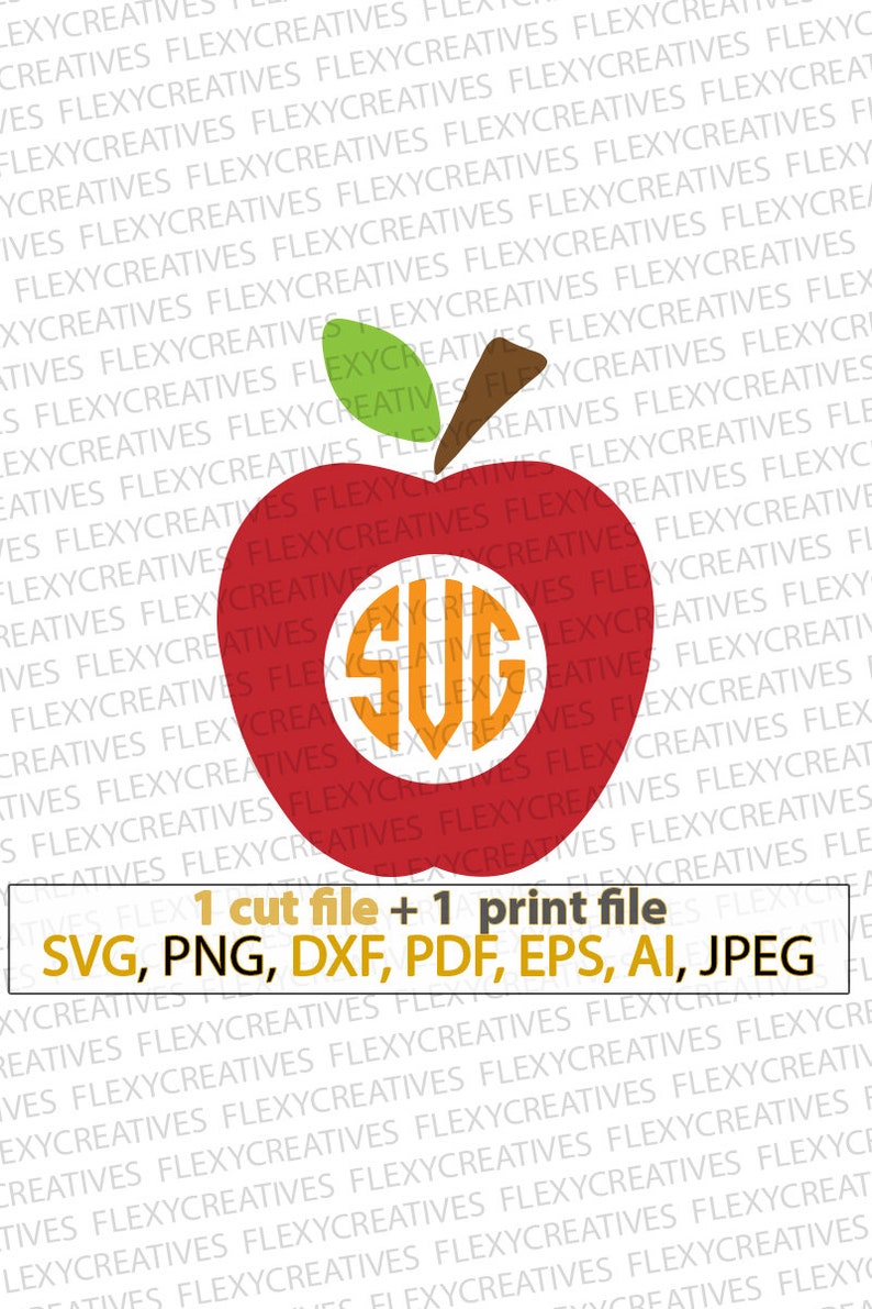 Download Craft Supplies Tools Stencils Templates Teacher Monogram Cut File Pdf Eps Vc 90 Clipart Apple Svg Monogram Clip Art Dxf Silhouette Png Apple Svg Apple Svg Apple Cricut