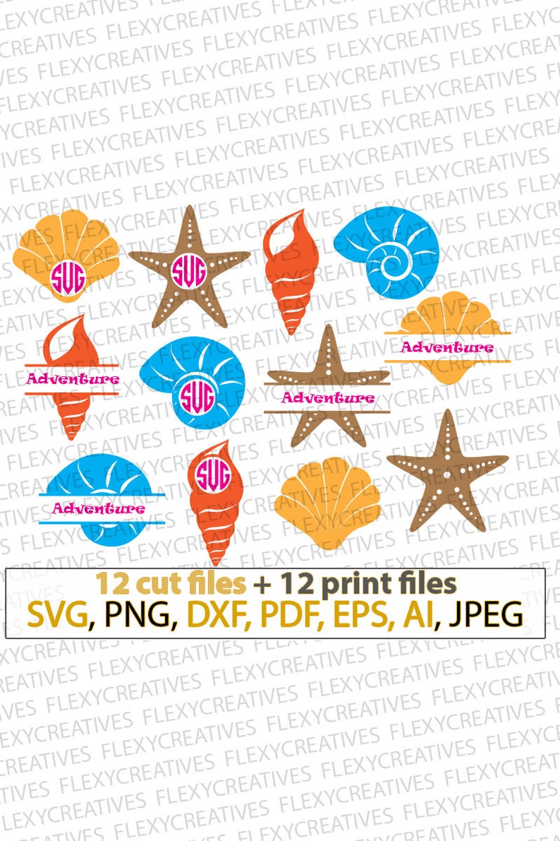shell svg shell cut file shell monogram 2 Shell split monogram cutting files for monograms in Jpg Png DXF EPS SVG for Cricut /& Silhouette