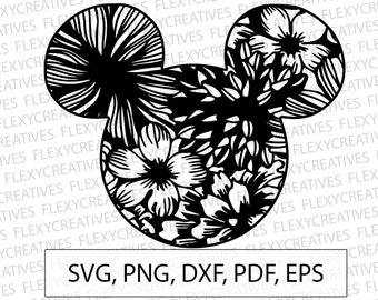 Download Mickey & Minnie mouse svg Floral Zentangle Mickey mouse svg