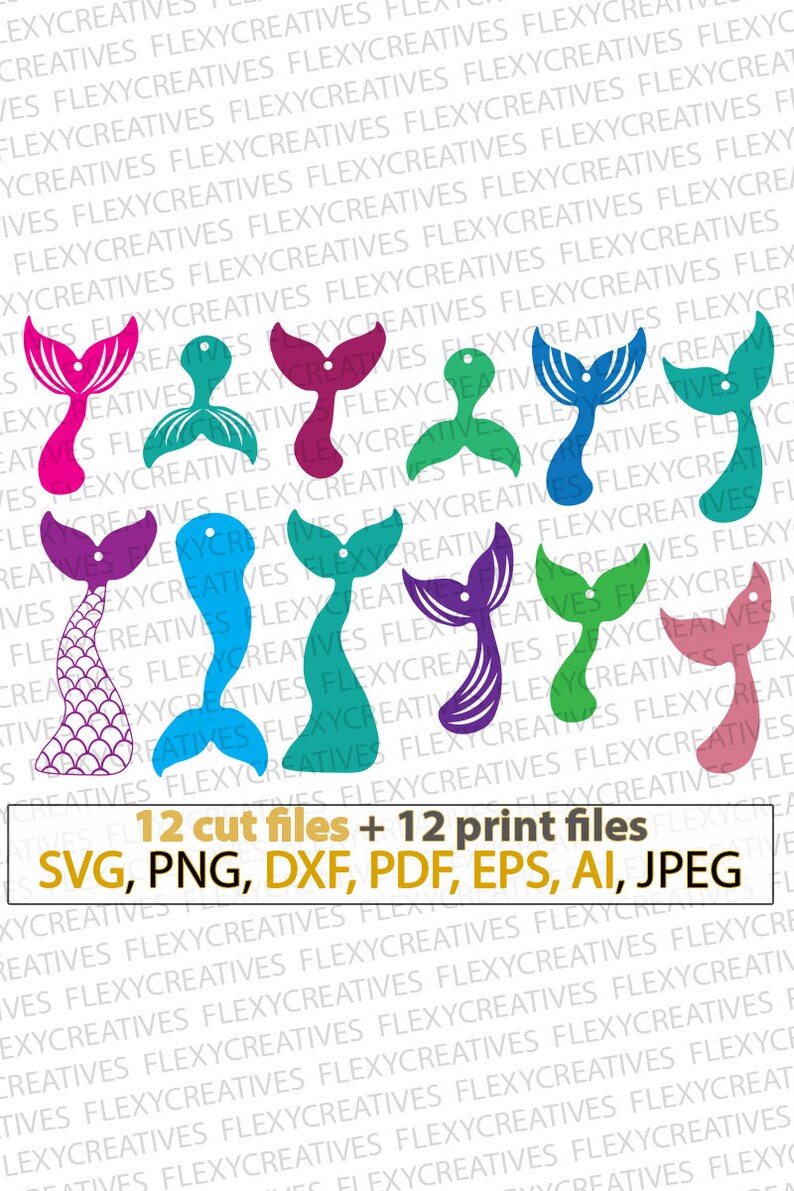 Mermaid jewelry Fish tail cricut files Mermaid silhouette cut file cricut #vc-129 Mermaid earrings Mermaid scales tails Mermaid tail SVG