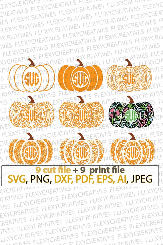 Pumpkins Monogram Svg Floral Pumpkin Bundle Halloween Etsy