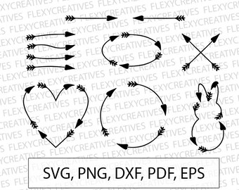Arrow SVG, curly, heart, circle, monogram, feather, tribal, split Arrows SVG, Clipart, Cut File, Cricut Arrow svg, png, dxf, pdf, EPS #vc-92