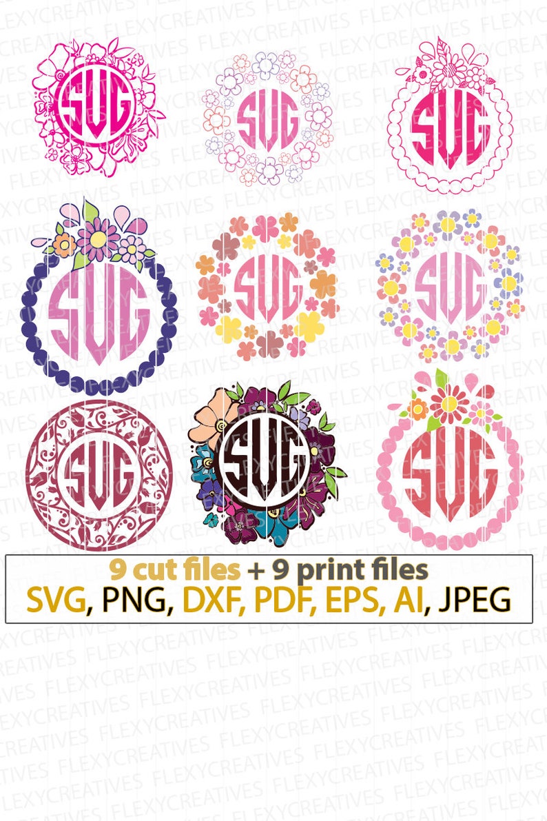 Download Flowers Circle Monogram Frames Svg Floral Circle Monograms Frames Svg Silhouette Vc 161 Vinyl Stencil Frames Cut Files For Cricut Visual Arts Craft Supplies Tools