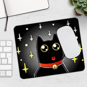 Satans kleiner Helfer Maus Pad | Schreibtischunterlage für Katzenpapa & Katzenmama | Mauspad Halloween | Lustige Bürogeschenke | Witziges schwarzes Katzen Mousepad