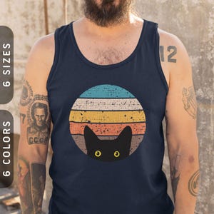 Peeking Cat in Retro Tank Top | Cat Mom & Dad Sleeveless Shirt