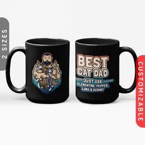 Cat Daddy: Family Black Mug | 11oz 15oz Black Ceramic Mug, Cat Dad Mug, Cat Daddy Coffee Cup, Personalized Cat Mug | Customized Gift For Him