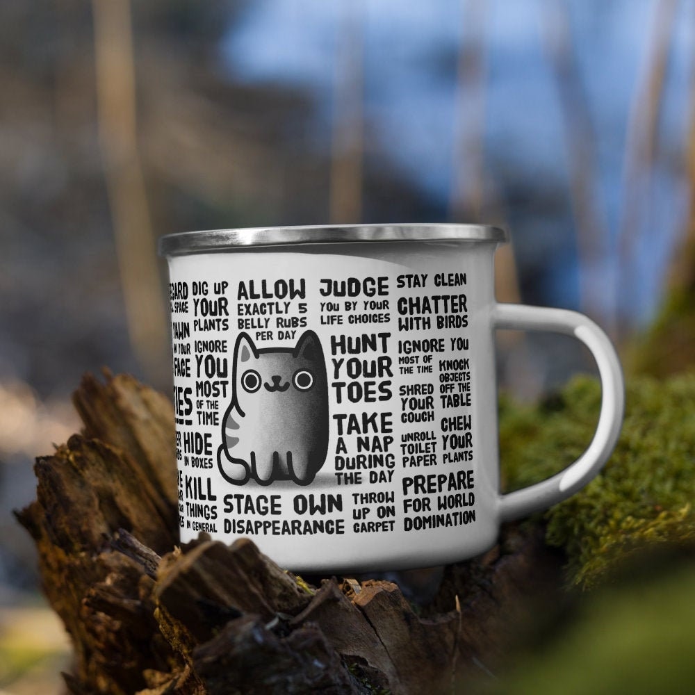 Cativities Enamel Mug | Funny Cat Mom & Dad Camping Mug - Etsy
