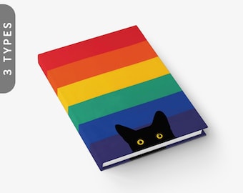 Peeking Cat in Rainbow Colors | Hardcover Journal | LGBTQ+ Pride Notebook