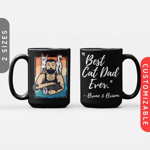 Cat Daddy: Inner Peace Black Ceramic Mug with Best Cat Dad Ever Quote | Cat Dad Coffee Cup, Personalized Cat Mug | Customizable Gift For Him