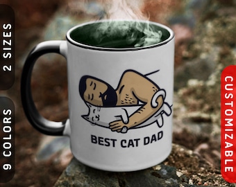 Cat Daddy Mug | Ceramic Accent Color Mug | Cat Dad Coffee Cup | Mug For Men with Cats | Personalized Cat Dad Gift | Cat Custom Mug