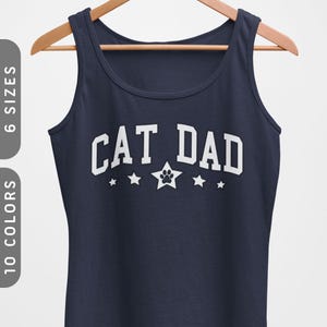Cat Dad: College Style Tank Top | Jersey Tank For Men | Cat Dad Tank Top | Cat Tank For Cat Father | Cat Lovers Gift | Cat&#39;s Paw Tank Top