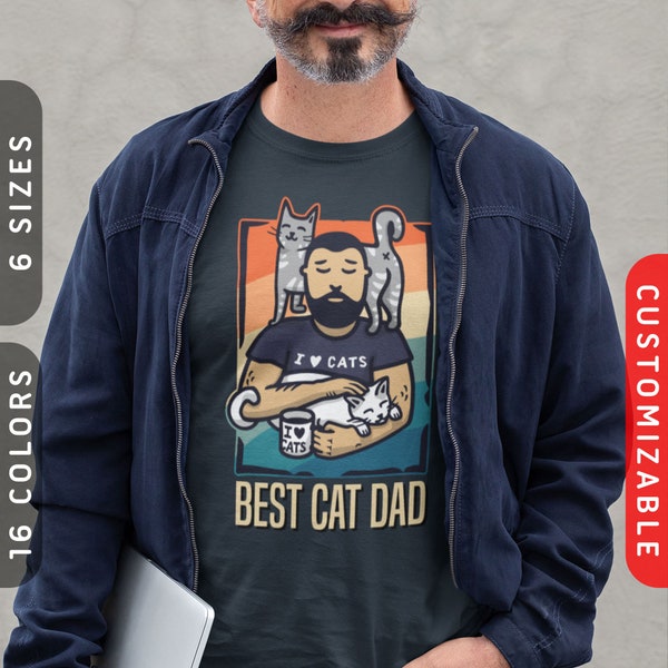 Cat Daddy: Camiseta de paz interior / Camisa personalizada de papá gato / Mejor camiseta de papá gato / Camiseta de gato para amantes de los gatos / Regalo personalizable para él