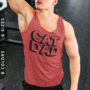 Cat Dad: Capital Letters Tank Top | Cat Dad Tank, Shirt For Cat Dad, Men&#39;s Tank Top, Jersey Triblend Tank For Men | Cat Lover Gift