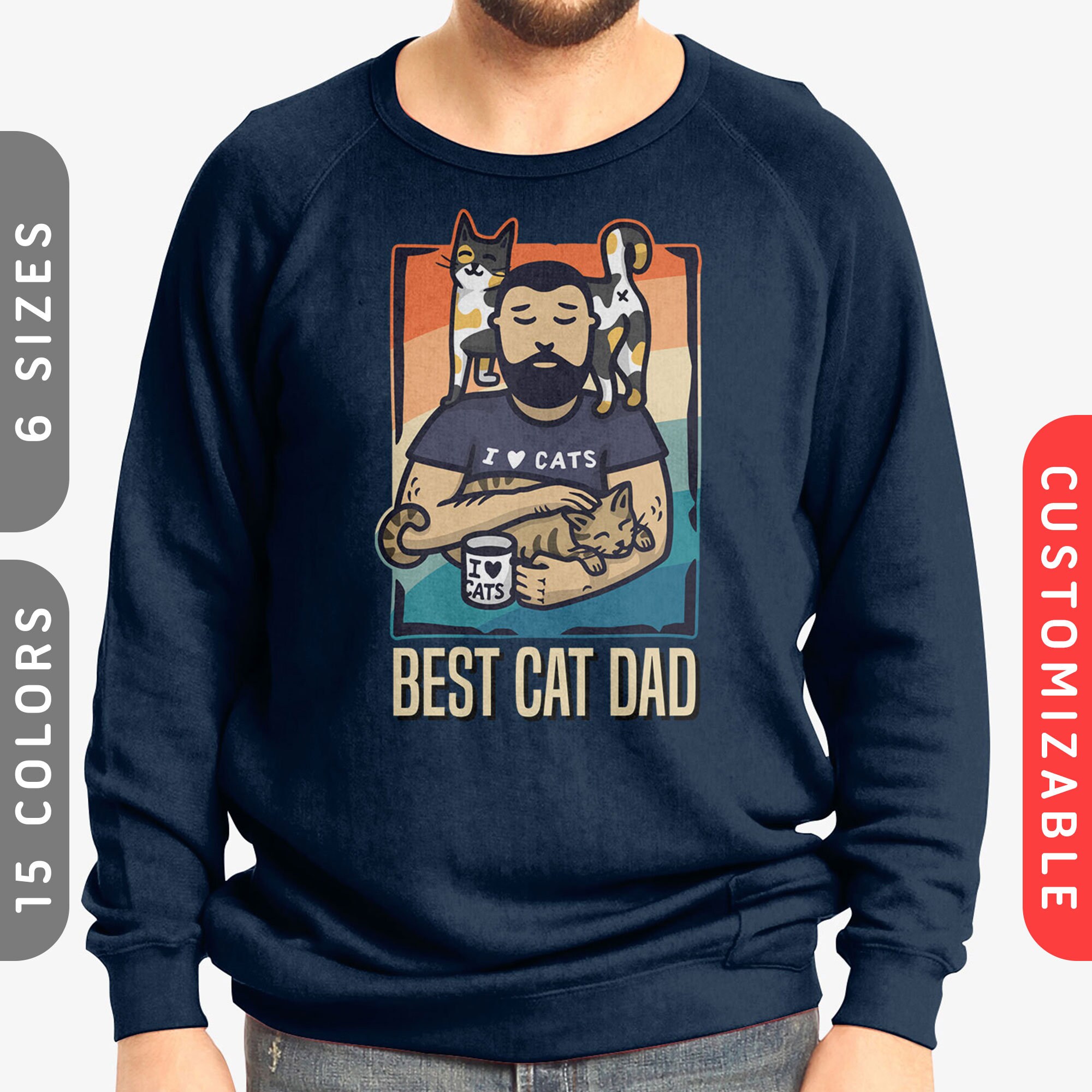 Cat Daddy Inner Peace Sweatshirt Personalized Cat Dad Sweater Cat
