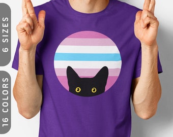 Peeking Cat in Femboy Flag Colors T-Shirt | Femboy Pride Gift