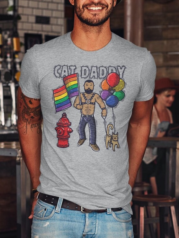 T-shirt LGBT Gay Pride Avec Chat - Coton Gildan, Coupe Loose, Manches Courtes, Taille Unique