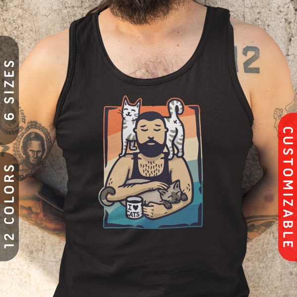 Cat Daddy: Inner Peace Tank Top | Personalized Cat Dad Tank, Best Cat Dad Ever Customized, Cat Lover Gift Mens | Customizable Gift For Him