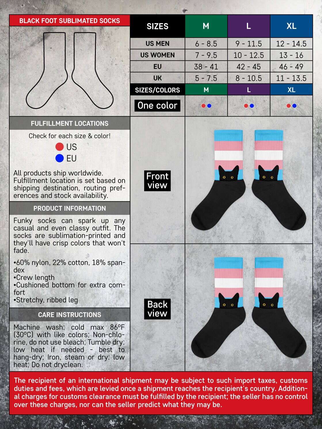 Trans Foot Peeking Cat in Trans Flag Colors | Black Foot Sublimated Socks ...