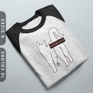 Cat Bum: Censored Raglan Shirt | Unisex 3/4 Sleeve Raglan Shirt, Cat Dad Shirt, Crazy Cat Lady Shirt, Cat Shirt For Kids | Hilarious Tshirt