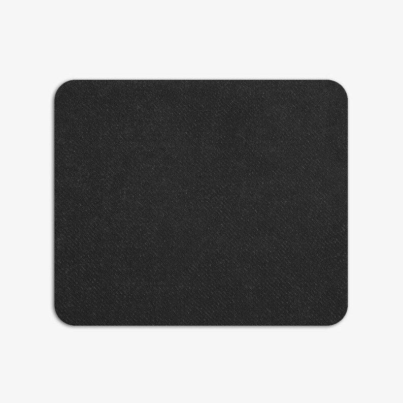 May include: A black rectangular mouse pad with a textured surface.