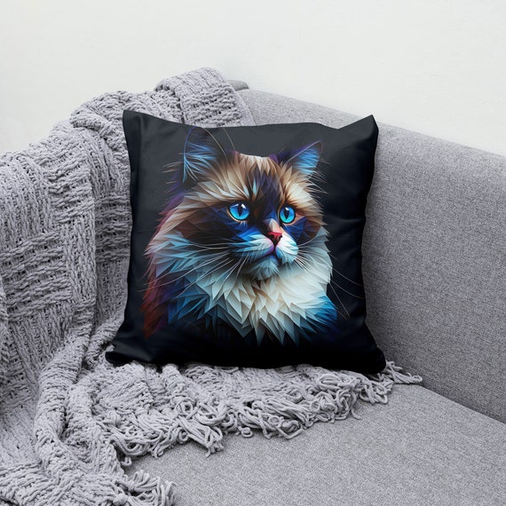 Buy Ragdoll Cat Portrait Pillow Digital Abstract Minimalist Design Geometric Art Print Cushion Colorful Cat Throw Pillow Online in India Etsy