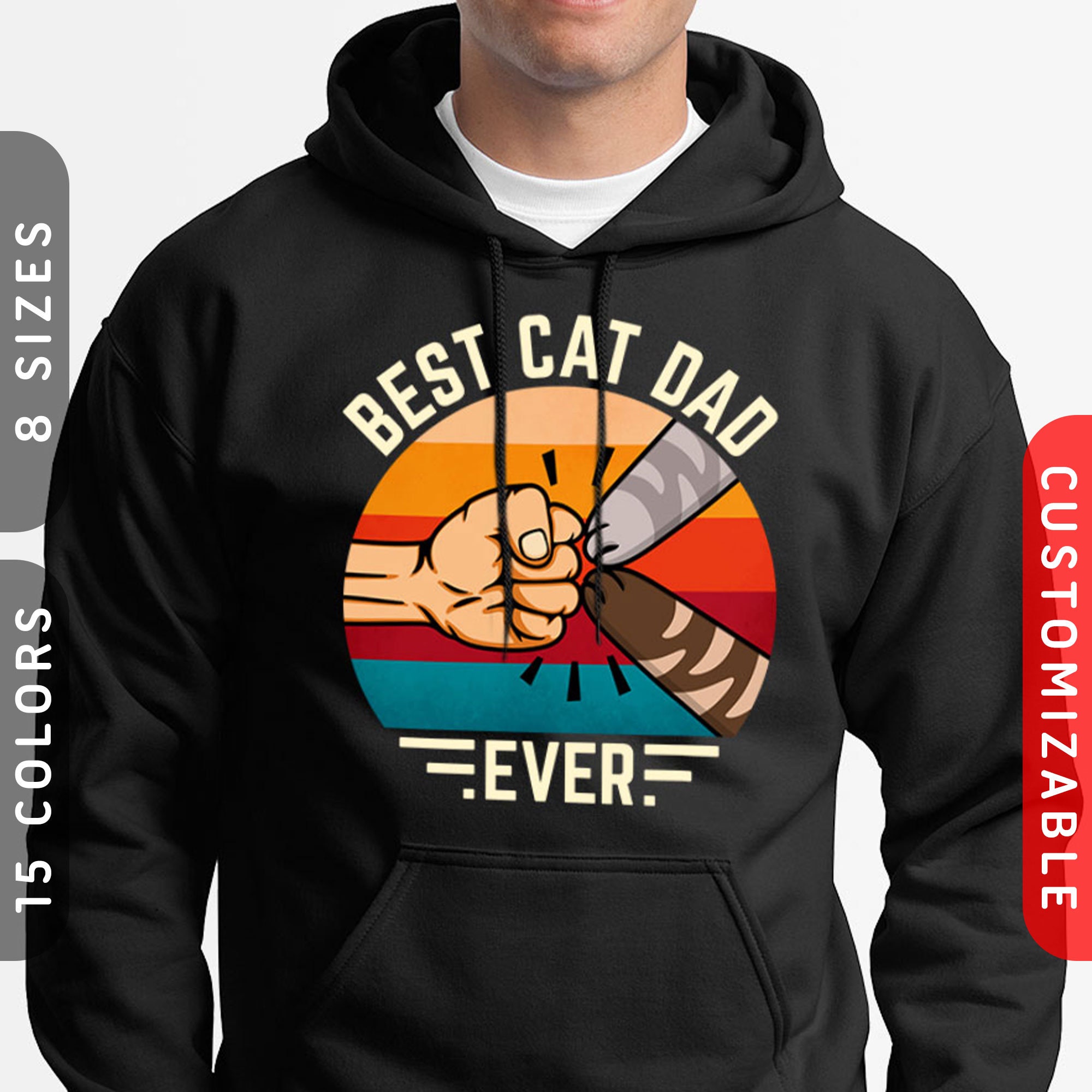 Personalized Cat Dad Hoodie: Paw Fist Bump Pullover