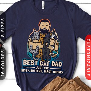 Cat Daddy: Familien-Jersey-T-Shirt | Personalisiertes Katzen Shirt | Bestes Katzen-Vater überhaupt Tee | Fragen Sie einfach Katzen-Liebhaber-Geschenk | Anpassbares Hemd für Ihn