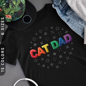 Papá gato: camiseta con letras de arcoíris / camiseta de papá gato / camiseta de gato arcoíris / camisetas de gatos para hombres / camiseta de orgullo gay LGBTQ / camiseta de gato fabuloso