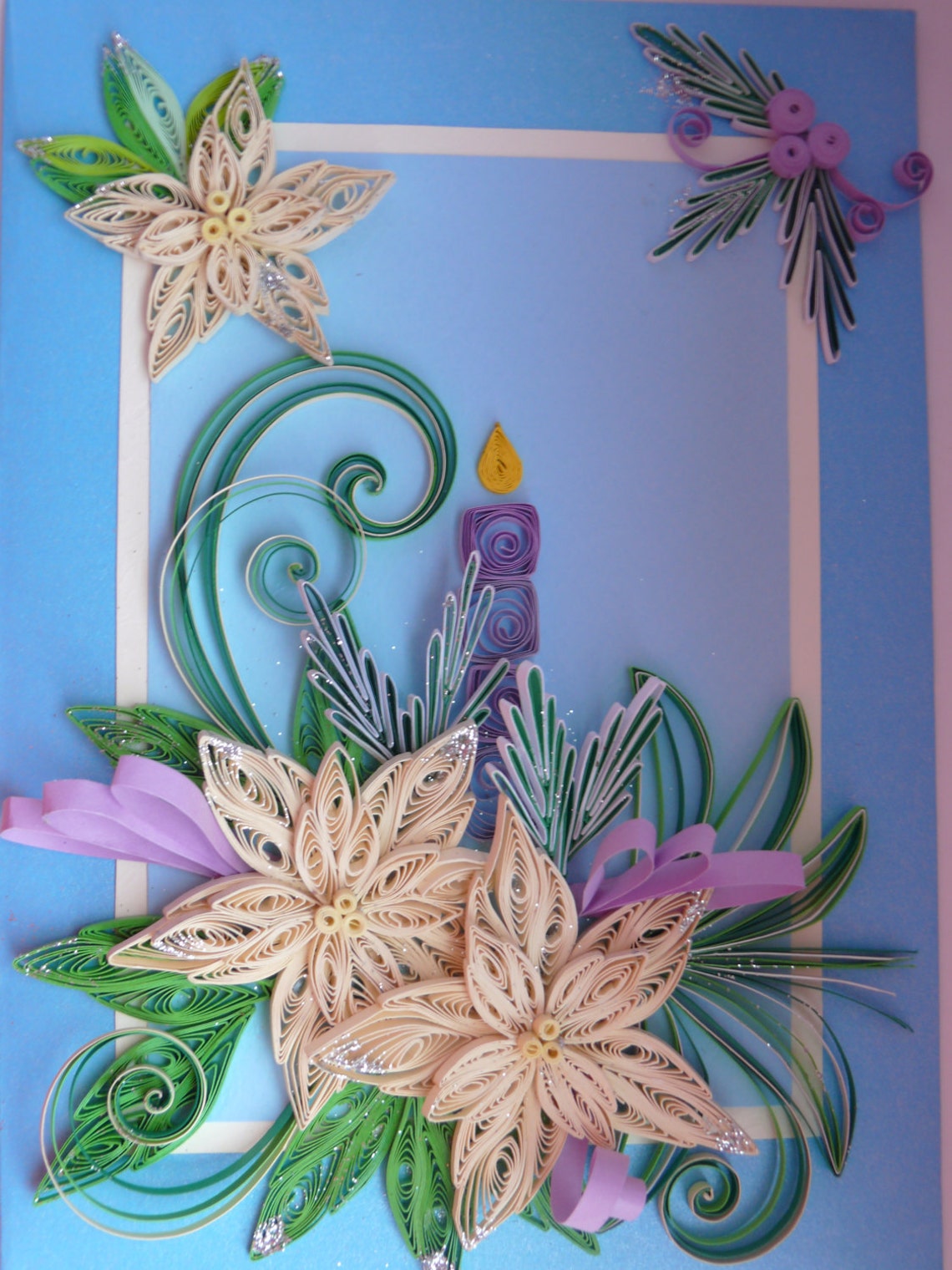 Christmas Card, Quilling Card, Greeting Card, Handmade Card, Happy