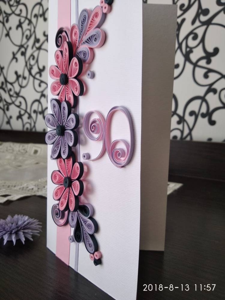 Giftzie Biglietto di auguri per il 90° compleanno da donna, favolosa bottiglia di profumo floreale, biglietti di auguri di compleanno per donna di 90 anni, 12,7 x 17,8 cm