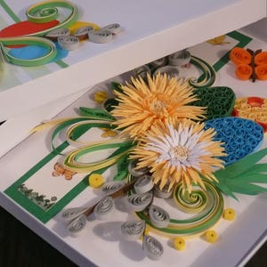 Carte quilling, carte de Joyeuses Pâques, carte de Pâques, carte de voeux, fleurs quilling, quilling 3D, fleurs 3D, carte faite main, beau cadeau de Pâques.