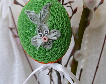 Ukrainian artist,Easter egg with bunny, Quilling egg, Quilling Easter egg tree, Easter Accessories, pysanky, easter decoration