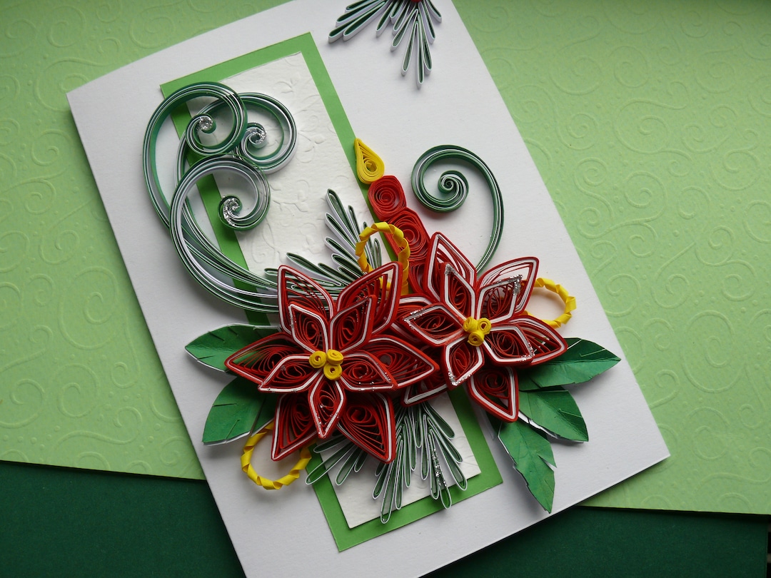 Christmas Quilling Card, Christmas Card, Christmas Greeting Card, Xmas
