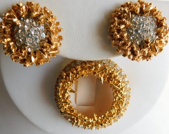 Broche Vintage En Métal Doré Et Strass - Création De L'artiste Marcel Boucher (années 1900) - Collection