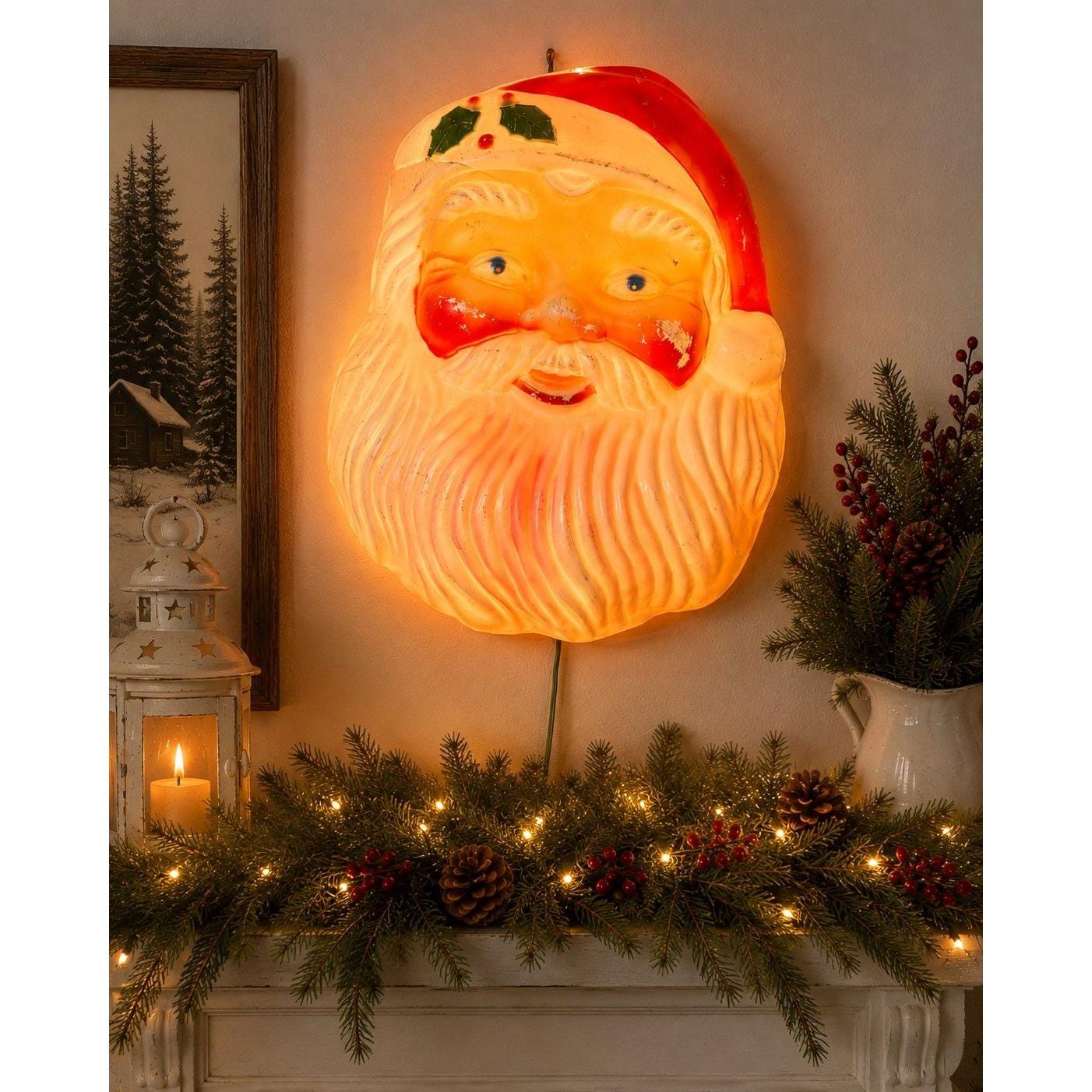 Vintage Santa Light - Etsy